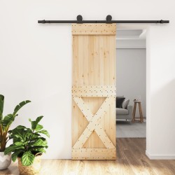 vidaXL Puerta corredera con herrajes madera maciza de pino 70x210 cm