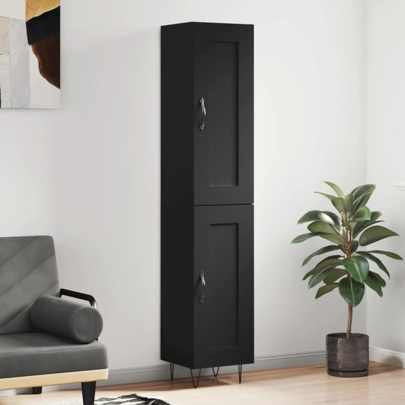 vidaXL Aparador de madera contrachapada negro 34,5x34x180 cm