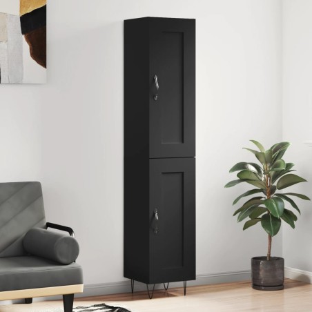 vidaXL Aparador de madera contrachapada negro 34,5x34x180 cm