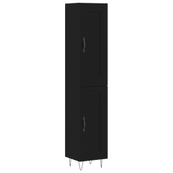 vidaXL Aparador de madera contrachapada negro 34,5x34x180 cm