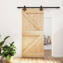 vidaXL Puerta corredera con herrajes madera maciza de pino 95x210 cm