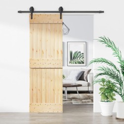 vidaXL Puerta corredera con herrajes madera maciza de pino 70x210 cm