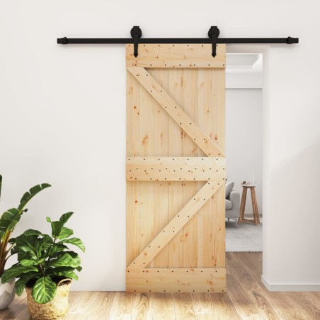 vidaXL Puerta corredera con herrajes madera maciza de pino 85x210 cm
