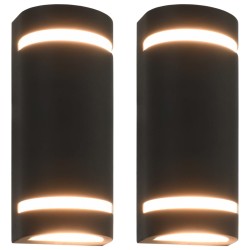 vidaXL Lámparas de pared de exterior 2 uds 35 W negro semicircular