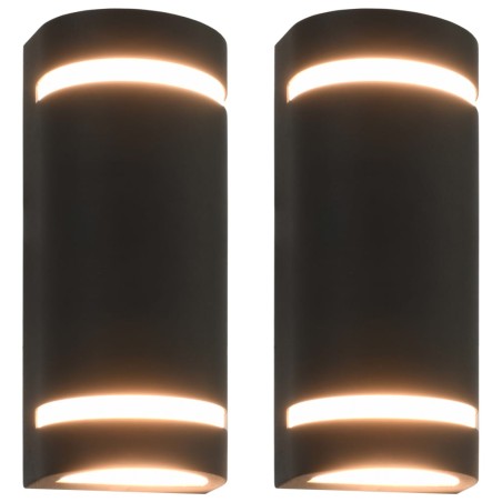vidaXL Lámparas de pared de exterior 2 uds 35 W negro semicircular