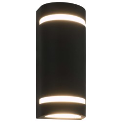 vidaXL Lámparas de pared de exterior 2 uds 35 W negro semicircular