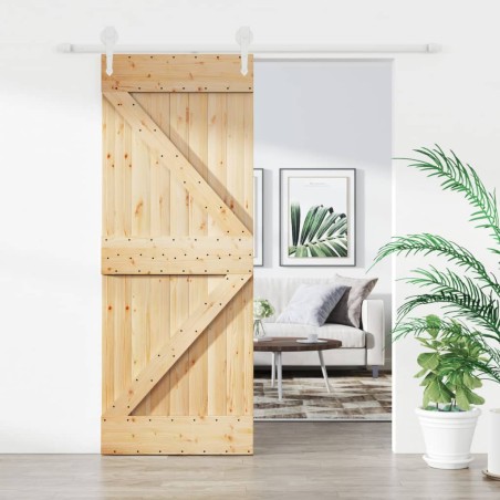 vidaXL Puerta corredera con herrajes madera maciza de pino 85x210 cm