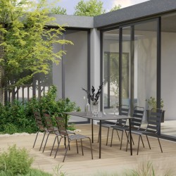 vidaXL Juego de comedor de jardín 7 piezas acero gris oscuro