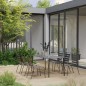 vidaXL Juego de comedor de jardín 7 piezas acero gris oscuro vidaXL Juego de comedor de jardín 7 piezas acero gris oscuro