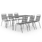 vidaXL Juego de comedor de jardín 7 piezas acero gris oscuro vidaXL Juego de comedor de jardín 7 piezas acero gris oscuro