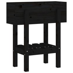 vidaXL Jardinera madera maciza de pino negro 62x30x69 cm 