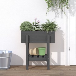 vidaXL Jardinera madera maciza de pino gris 62x30x69 cm 