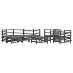 vidaXL Juego de muebles de jardín 7 piezas madera maciza de pino gris