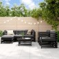 vidaXL Juego de muebles de jardín 7 piezas madera maciza de pino negro