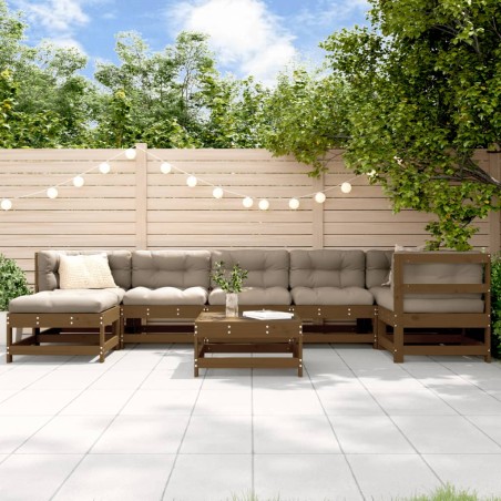 vidaXL Juego muebles de jardín 8 pzas madera maciza pino marrón miel