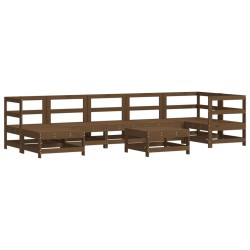 vidaXL Juego muebles de jardín 8 pzas madera maciza pino marrón miel