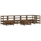 vidaXL Juego muebles de jardín 8 pzas madera maciza pino marrón miel vidaXL Juego muebles de jardín 8 pzas madera maciza pino marrón miel