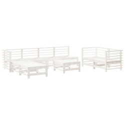vidaXL Mesa y taburetes altos jardín 9 pzas madera maciza pino blanco
