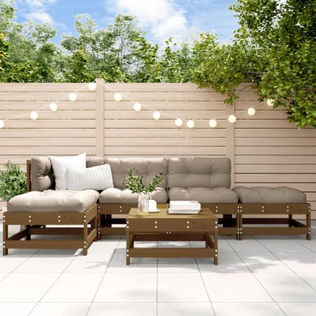 vidaXL Juego muebles de jardín 6 piezas madera maciza pino marrón miel