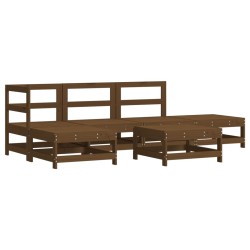 vidaXL Juego muebles de jardín 6 piezas madera maciza pino marrón miel