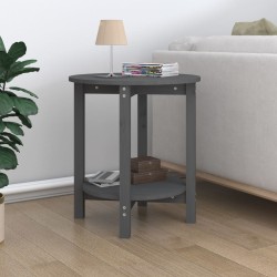 vidaXL Mesa de centro de madera maciza de pino gris Ø55x60 cm