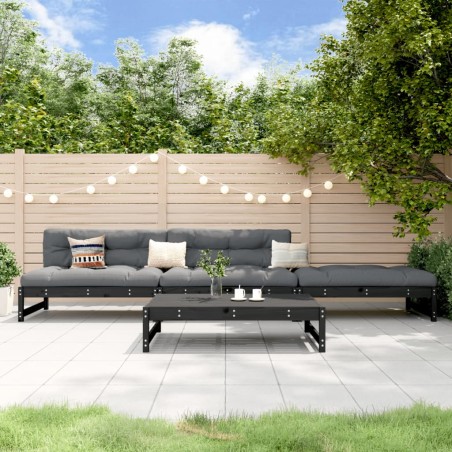 vidaXL Juego de muebles de jardín 4 pzas madera maciza de pino negro