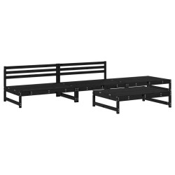 vidaXL Juego de muebles de jardín 4 pzas madera maciza de pino negro