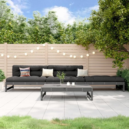 vidaXL Juego de muebles de jardín 4 pzas madera maciza de pino gris