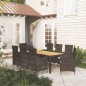 vidaXL Set comedor de jardín 9 piezas y cojines ratán sintético negro