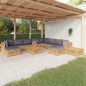 vidaXL Juego muebles de jardín 12 piezas y cojines madera maciza teca vidaXL Juego muebles de jardín 12 piezas y cojines madera maciza teca