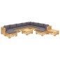 vidaXL Juego muebles de jardín 12 piezas y cojines madera maciza teca vidaXL Juego muebles de jardín 12 piezas y cojines madera maciza teca