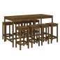 vidaXL Mesa y taburetes altos de jardín 9 pzas madera pino marrón miel