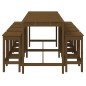 vidaXL Mesa y taburetes altos de jardín 9 pzas madera pino marrón miel