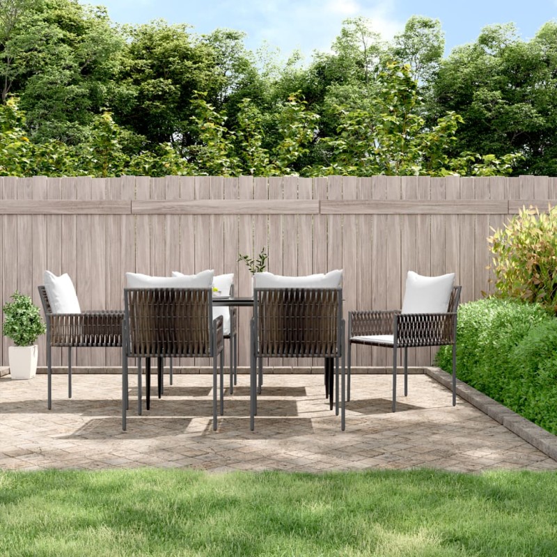 vidaXL Sillas jardín y cojines 6 uds ratán sintético marrón 54x61x83cm vidaXL Sillas jardín y cojines 6 uds ratán sintético marrón 54x61x83cm