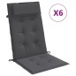 vidaXL Cojines de silla respaldo alto 6 uds tela Oxford gris antracita vidaXL Cojines de silla respaldo alto 6 uds tela Oxford gris antracita