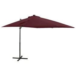 vidaXL Sombrilla voladiza con poste y luces LED burdeos 250 cm