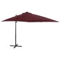 vidaXL Sombrilla voladiza con poste y luces LED burdeos 250 cm