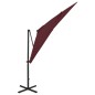 vidaXL Sombrilla voladiza con poste y luces LED burdeos 250 cm