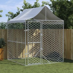 vidaXL Perrera de exterior con toldo acero galvanizado plata 2x2x2,5 m