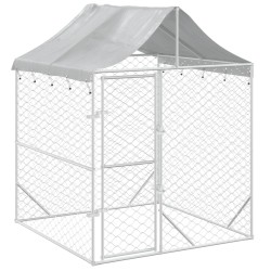 vidaXL Perrera de exterior con toldo acero galvanizado plata 2x2x2,5 m