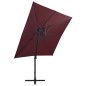 vidaXL Sombrilla voladiza con poste y luces LED burdeos 250 cm