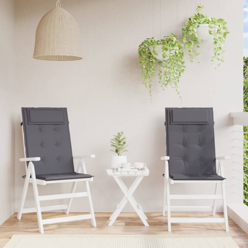 vidaXL Cojines de silla respaldo alto 2 uds tela Oxford gris antracita vidaXL Cojines de silla respaldo alto 2 uds tela Oxford gris antracita