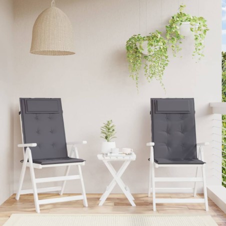 vidaXL Cojines de silla respaldo alto 2 uds tela Oxford gris antracita