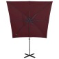vidaXL Sombrilla voladiza con poste y luces LED burdeos 250 cm