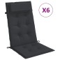 vidaXL Cojines de silla con respaldo alto 6 uds tela Oxford negro vidaXL Cojines de silla con respaldo alto 6 uds tela Oxford negro