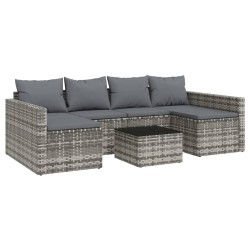 vidaXL Set de muebles de jardín 2 pzas cojines ratán sintético gris