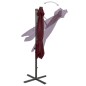 vidaXL Sombrilla voladiza con poste y luces LED burdeos 250 cm