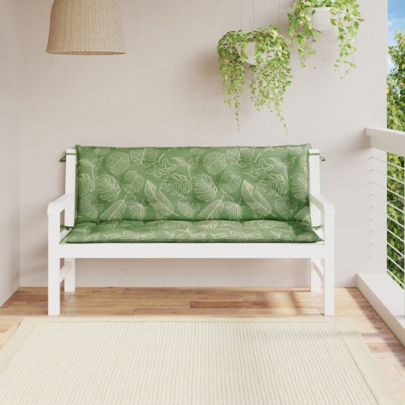 vidaXL Cojines banco jardín 2 uds tela estampado de hojas 150x50x7 cm vidaXL Cojines banco jardín 2 uds tela estampado de hojas 150x50x7 cm