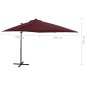 vidaXL Sombrilla voladiza con poste y luces LED burdeos 250 cm