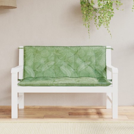 vidaXL Cojines banco jardín 2 uds tela estampado de hojas 120x50x7 cm